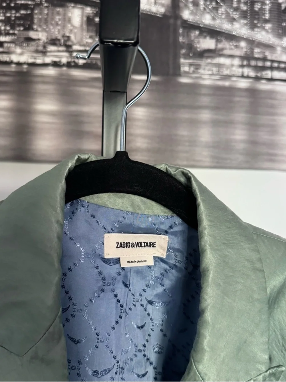 Zadig & Voltaire victor Satin Light Mint Single-Button Women's Blazer 36